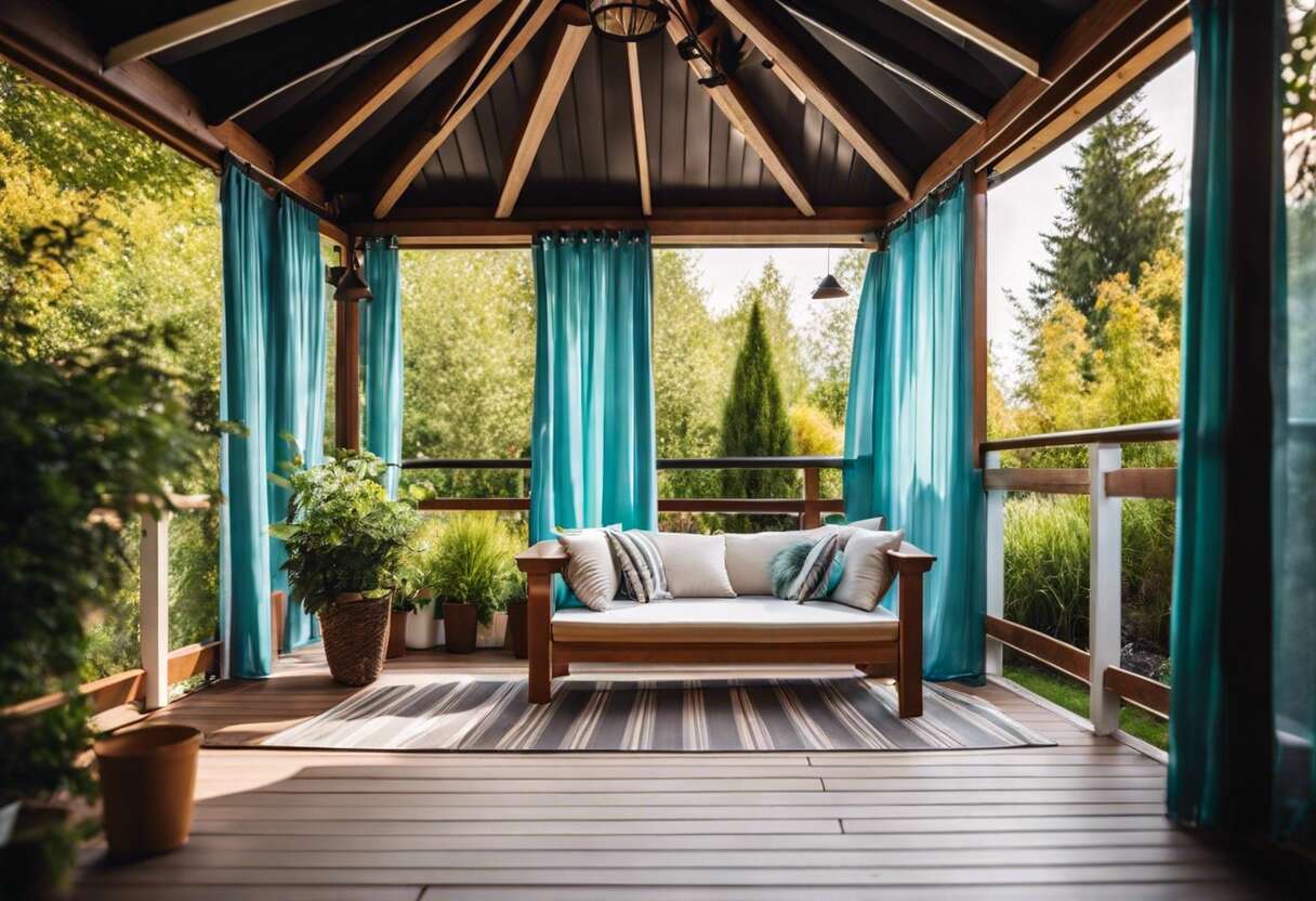 Rideaux extérieurs anti-UV : intimité et fraîcheur sous la cabane