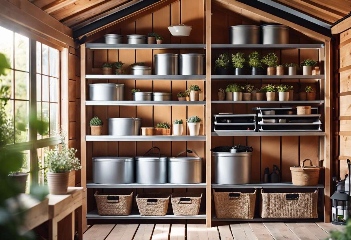 Rangement malin : les étagères incontournables pour cabanes de jardin