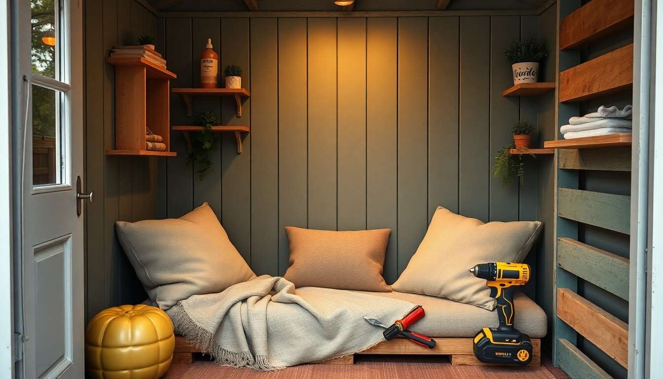 Créer un coin lecture cosy dans sa petite cabane de jardin