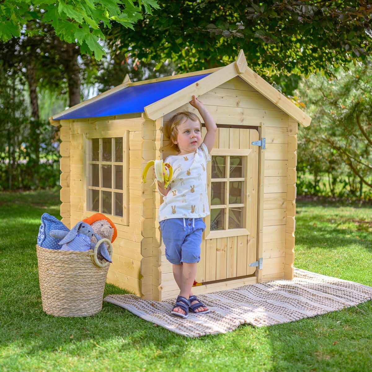 Test Cabane Enfant Extérieur : timbela M570M-1 avec Toit Bleu