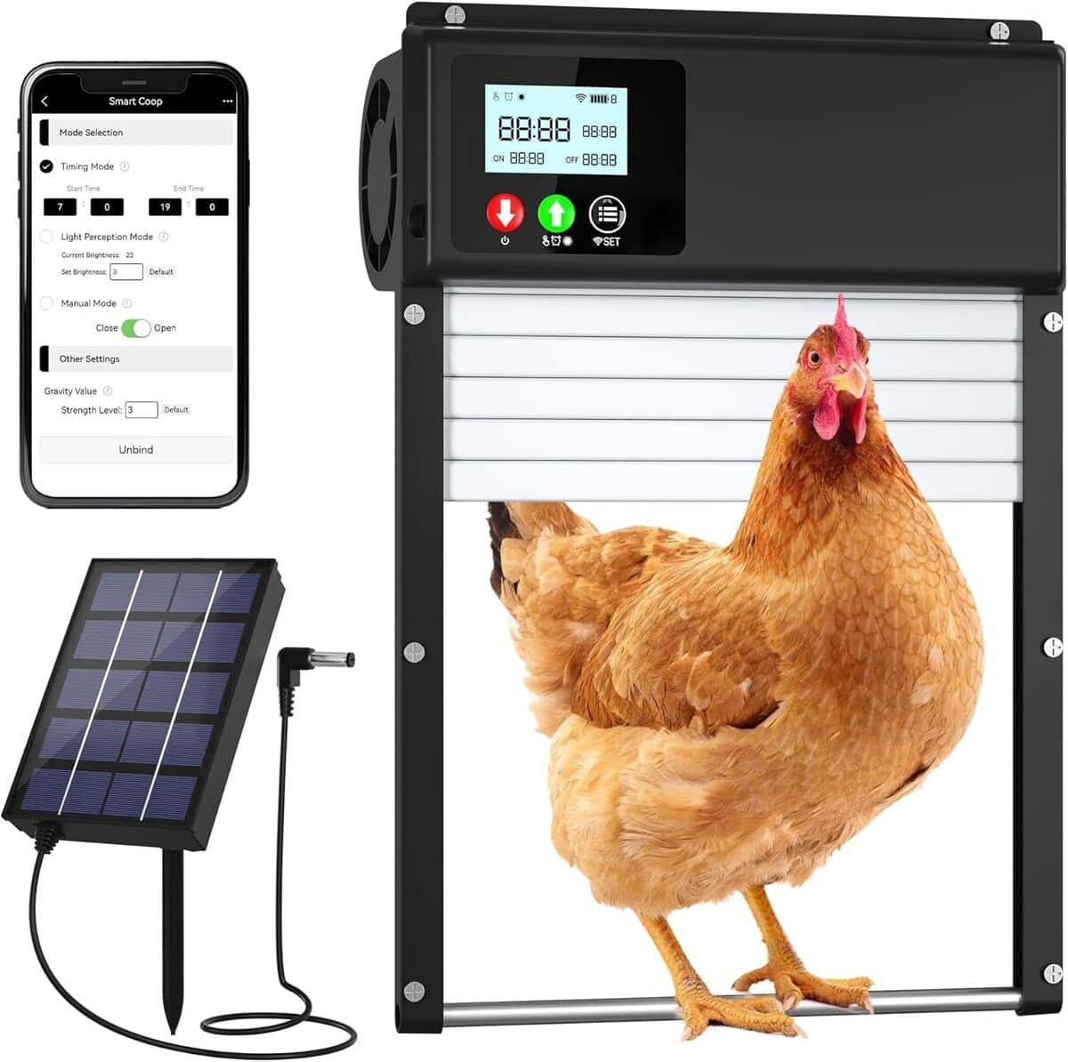 Test WiFi : porte de poulailler solaire automatique – Minuterie et capteur intégrés