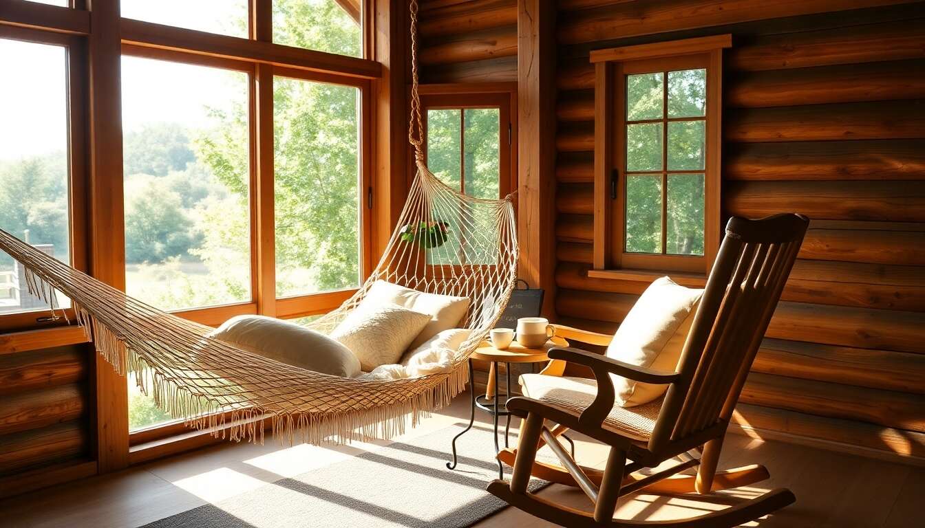 Hamacs et balancelles : détente optimale dans votre cabane