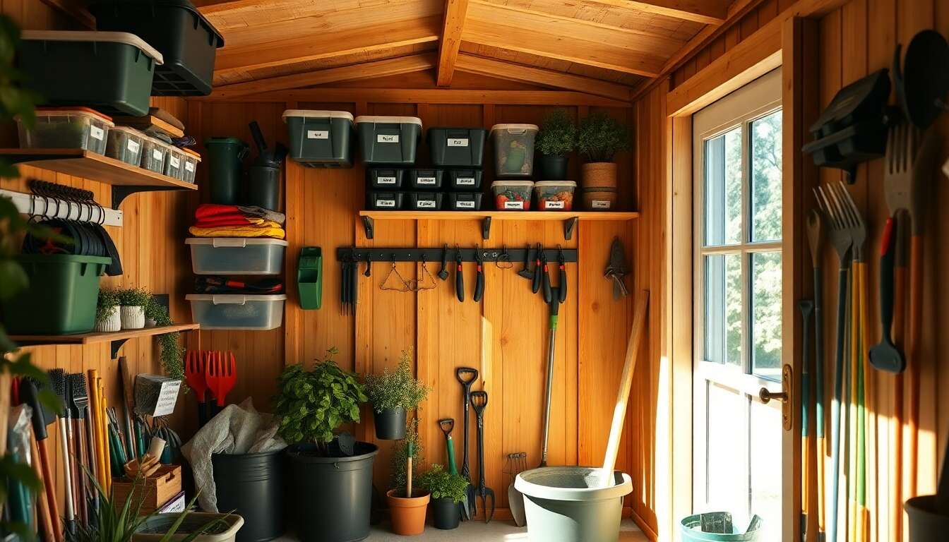 Aménager une cabane de jardin : astuces de rangement intelligent