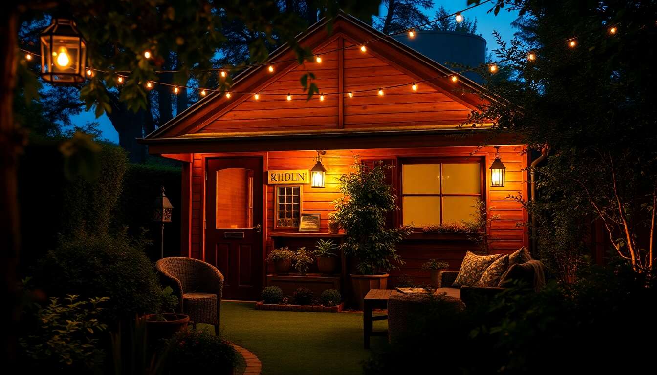 Solutions d'éclairage pour sublimer votre chalet de jardin en soirée