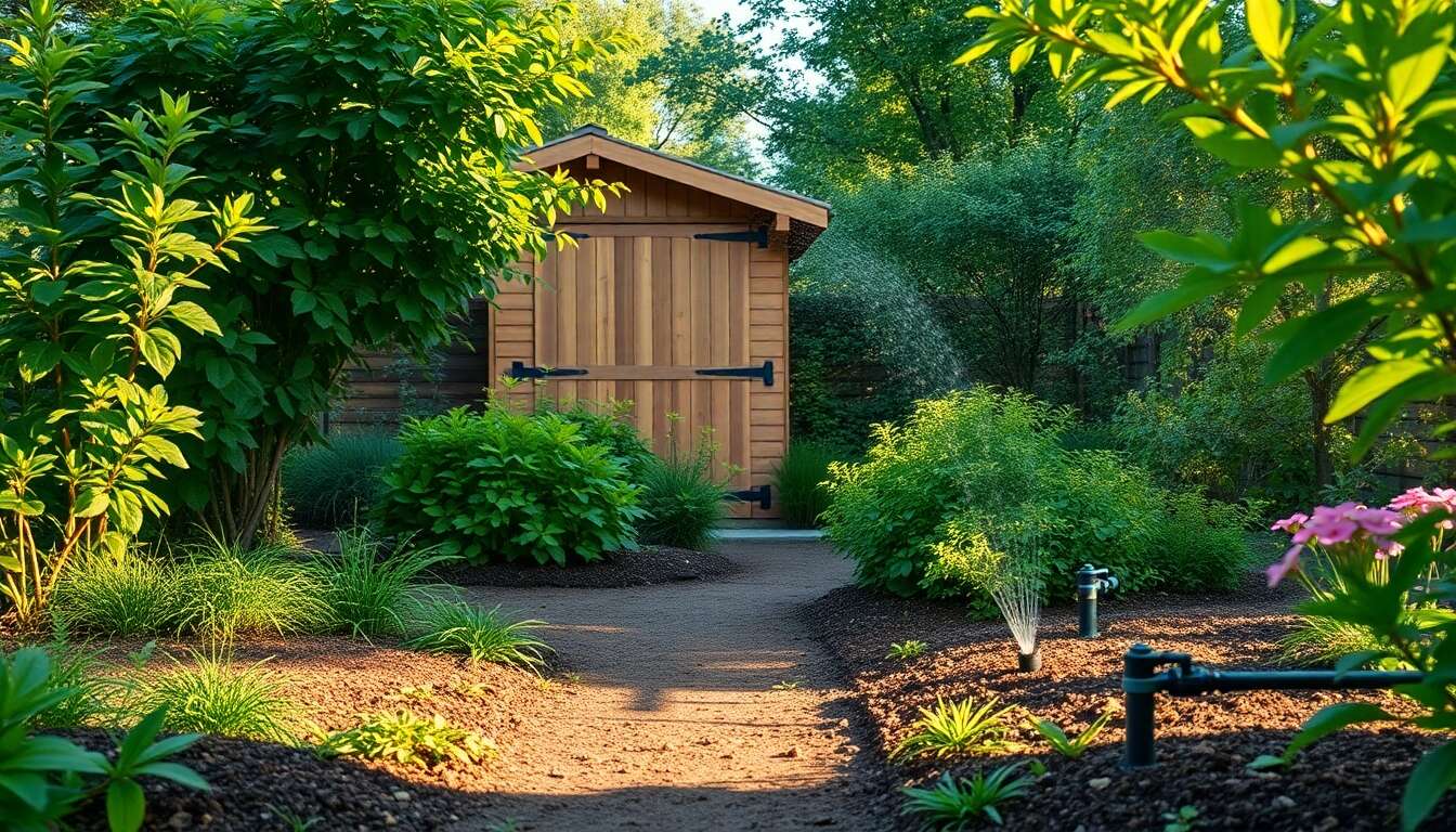 Systèmes d'arrosage cachés : intégration discrète autour de la cabane de jardin