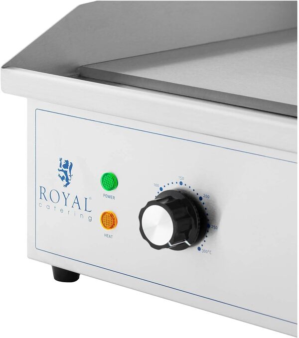 Royal Catering RCPG51-M Plancha Électrique Professionnelle Plaque De Cuisson 4 400 Watts Grill (4 400 W, 727 x 420 mm, Plaque Rainurée + Lisse En Fer)