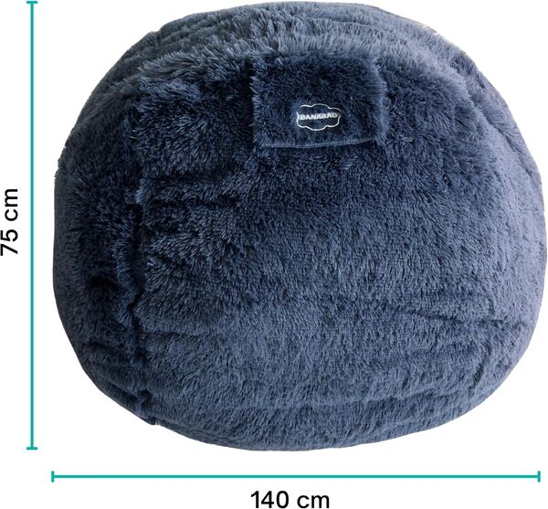 Bananair - Pouf Géant XXL en Fourrure - Doux & Confortable - Housse Lavable en Machine - Généreusement Rembourré, Qualité Supérieure - Gros Pouf Lit, Bean Bag (Gris, 140 cm)