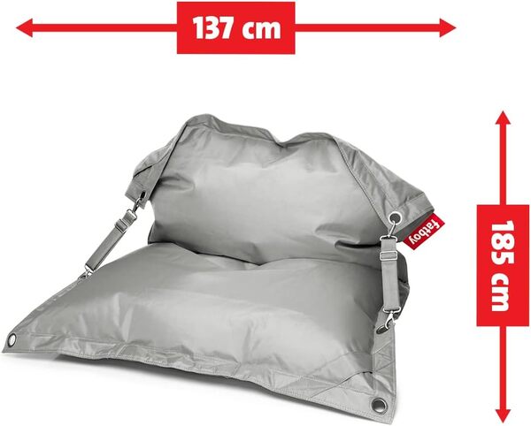 Fatboy Buggle-Up Beanbag | Le Pouf polyvalentI Banquette et Pouf en Un | 180 x 140 cm | Polyester I Résistant aux UV, à l'eau et aux salissures I Gris Clair