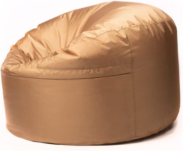 LIVEDECO - Pouf Géant Rond XXL Extérieur en Tissu Résistant Outdoor Beige Sable, Déhoussable, pour Jardin, terrasse - Titan