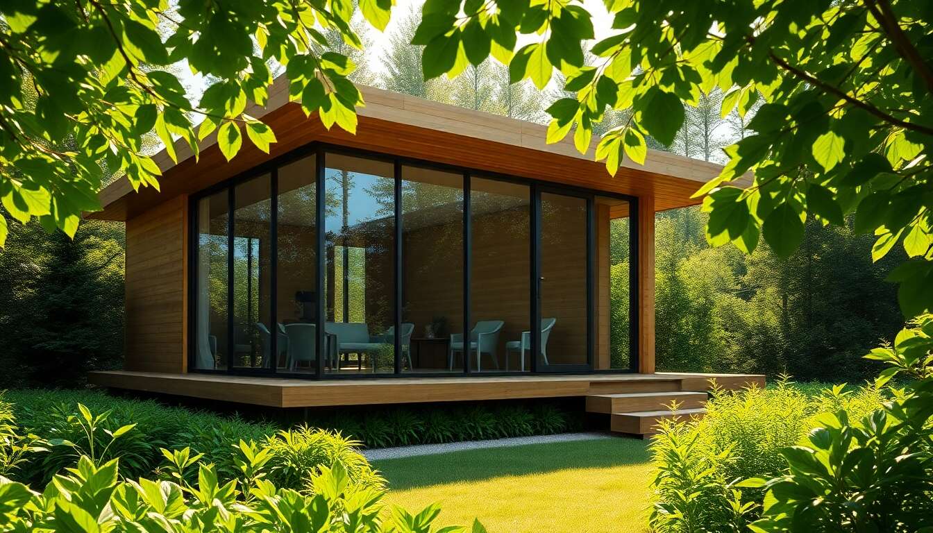 L'essor des cabanes vitr&eacute;es en bois dans les jardins