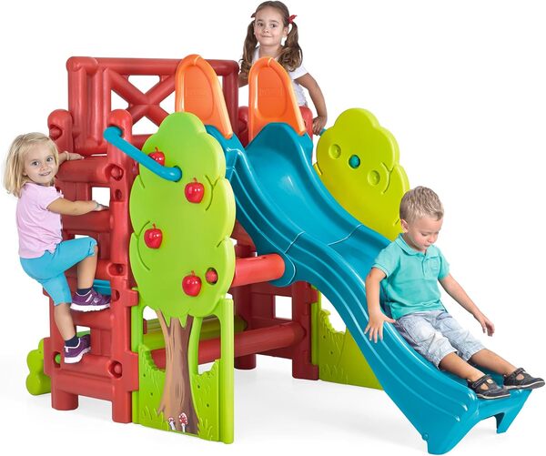 Feber Maison des bois - Centre d'activités avec toboggan pour enfants de 2 à 7 ans (Famosa 800009590)