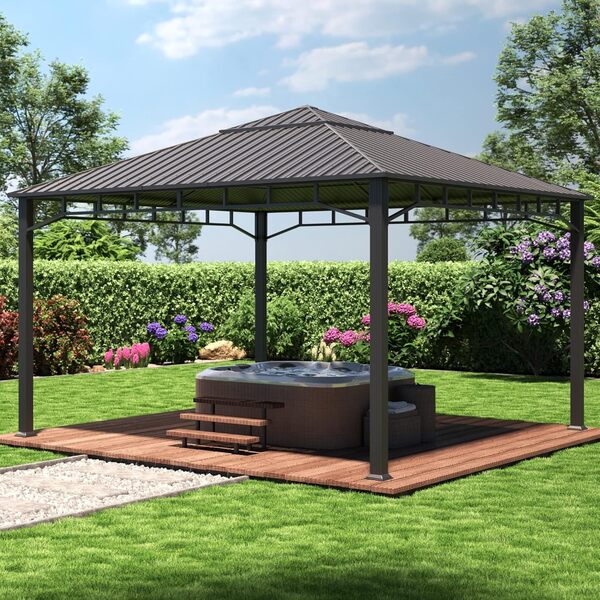 TOOLPORT Tonnelle de Jardin 4x4 m Toit en Acier, sans parois latérales, profilé env. 90x90 mm