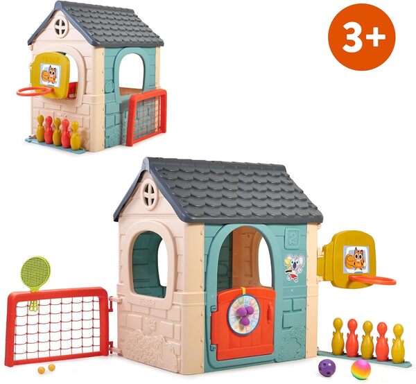 FEBER - Casual 6 Activities House, maisonnette avec 6 activités de Jeu, Accessoires Inclus pour Les Jeux, Couleurs résistantes à la lumière du Soleil, Montage Facile, +3 Ans, Famosa (FEH23000)