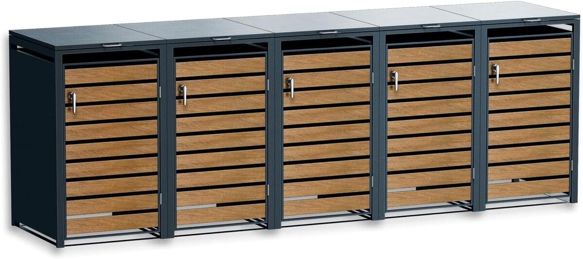 Test : abri cache-poubelles Metzler 5 pièces 240 l, robuste et verrouillable