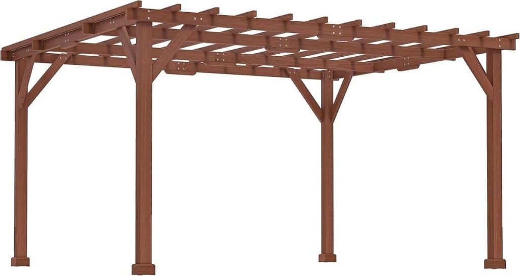 Test de la pergola en bois Outsunny rouge 3, 3 x 3, 8 m
