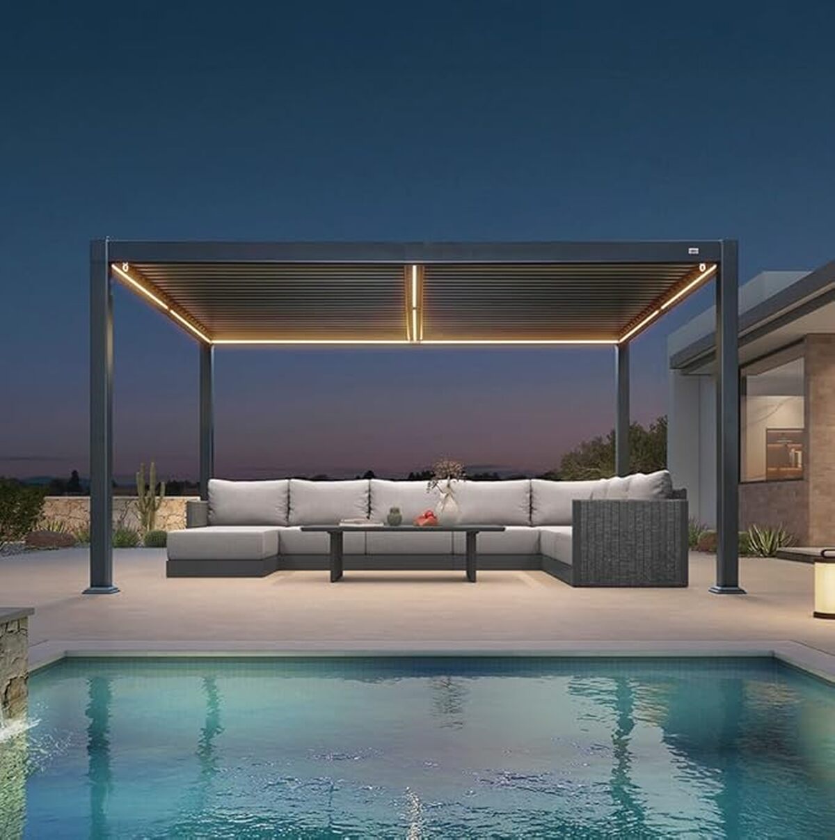 Test : pergola bioclimatique Purple Leaf avec LED