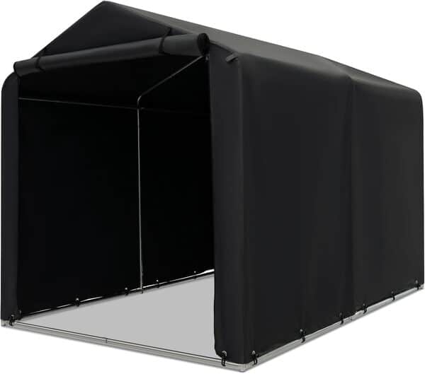 SOARS Abri de Jardin 160 X 218 X 164 CM, Tente Garage, Abri Vélo Extérieur avec Cadre en Métal et Couverture PE Résistante aux imtempéries, pour Vélo, Moto, Outils (Gris foncé)