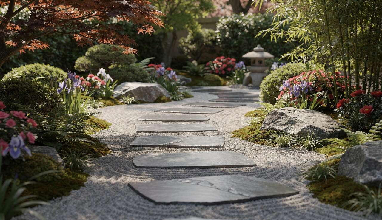 Pas japonais en ardoise : l'élégance naturelle pour votre jardin