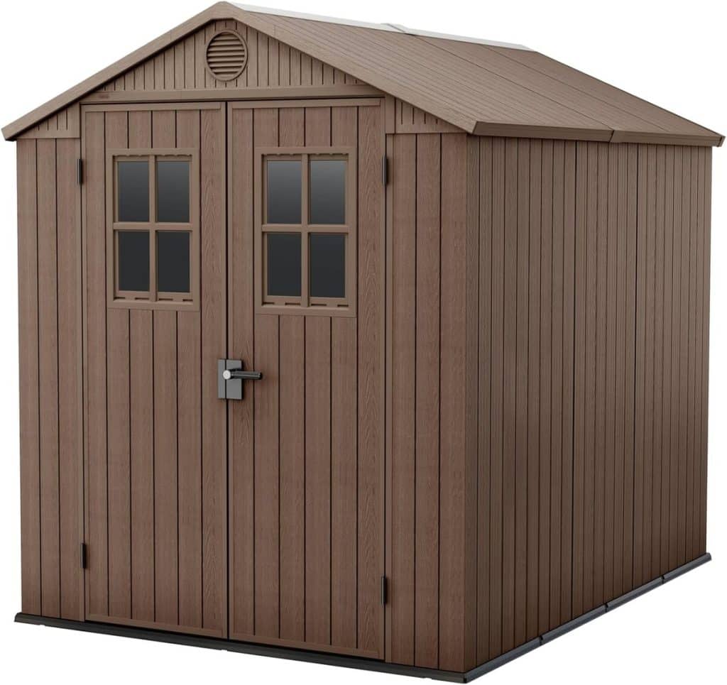 Test de la maison de jardin Keter Darwin 6 x 8 élégance bois marron