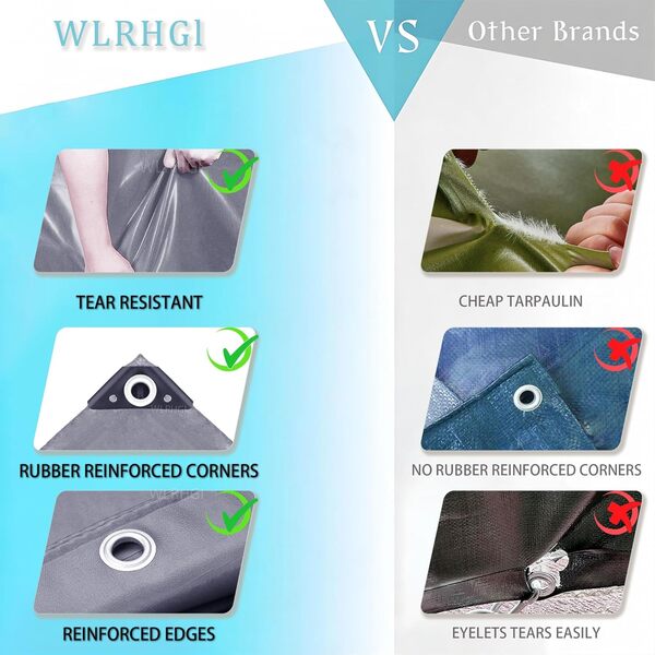 WLRHGl Bâche Voiture Piscine, 1.5 x 45 m pour extérieur, bâche imperméable terrasse, poulailler Imperméable Abri de Randonnée Léger Imperméable à l'eau WLR010, Gris