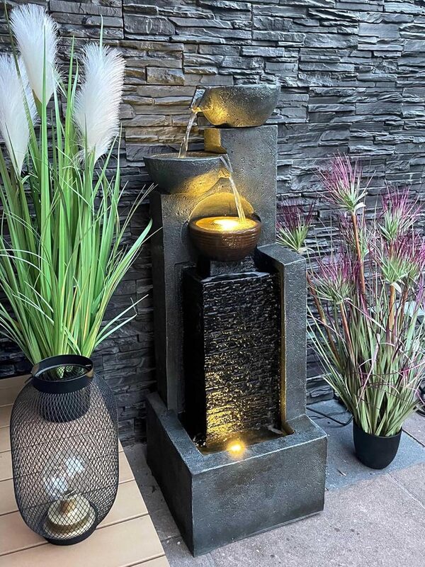 Grande Fontaine de Jardin avec éclairage LED Fontaine Cascade décoration de Jardin