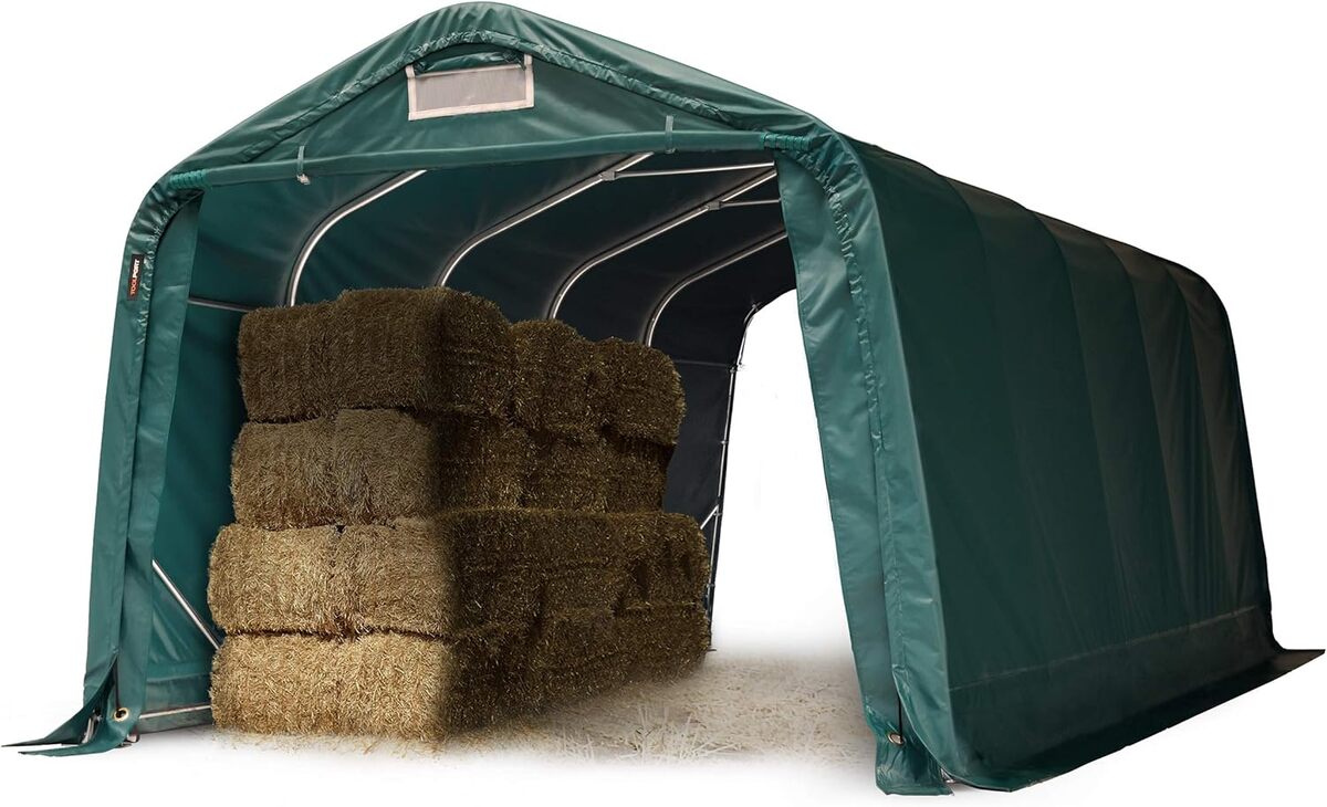 Test du tunnel TOOLPORT : abri robuste 3, 3x6 m en PVC vert