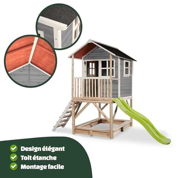 Découvrez notre analyse détaillée de la maisonnette en bois grise EXIT Loft 500 : conception, élégance et fonctionnalités incontournables pour vos enfants.