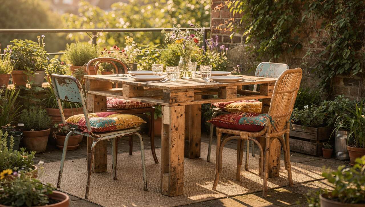 Aménager un espace repas avec du mobilier de récupération