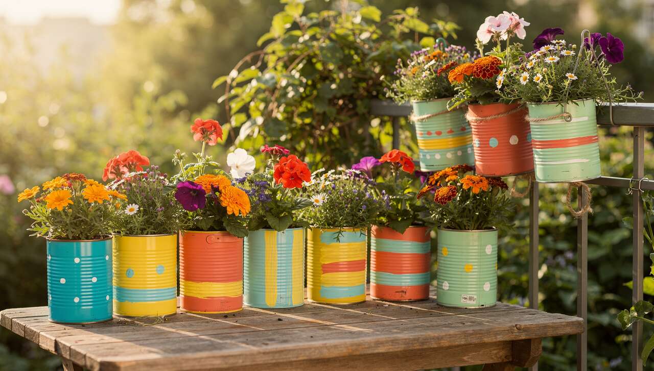 Diy pour transformer des boîtes de conserve en pots de fleurs