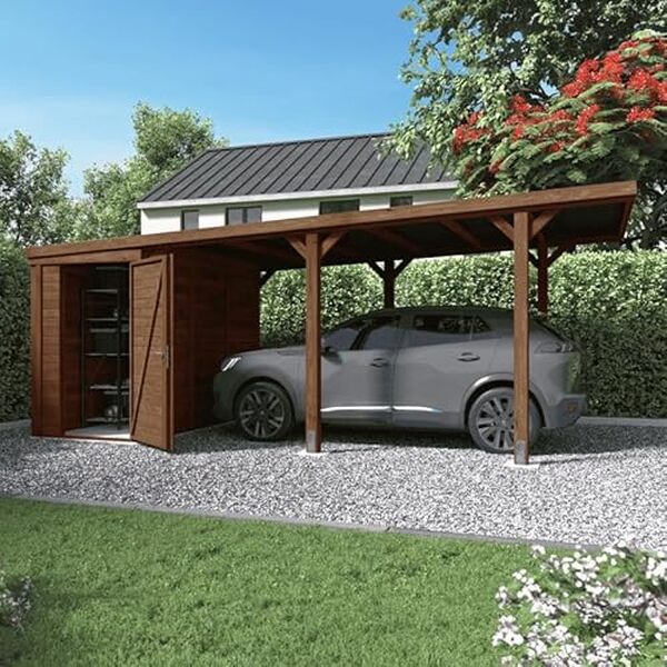 Découvrez notre test complet du carport CERLAND Léon 21 m². Structure en bois robuste avec annexe, installation facile et design moderne pour protéger votre véhicule. 