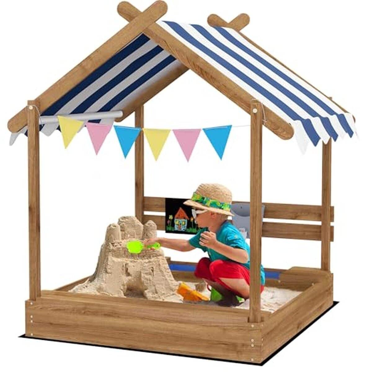 Test bac à sable Outsunny : maison ludique en bois pour enfants
