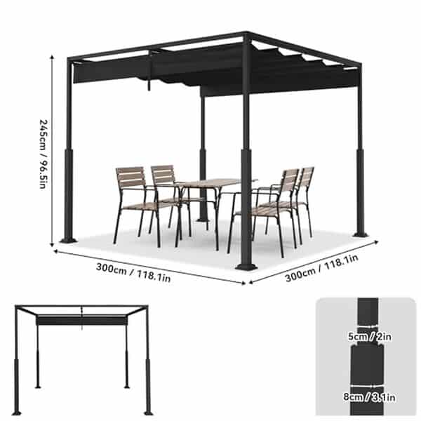 Découvrez notre test détaillé de la pergola FIVMEN 3x3 m : analyse de sa stabilité, protection solaire et durabilité pour votre jardin. 