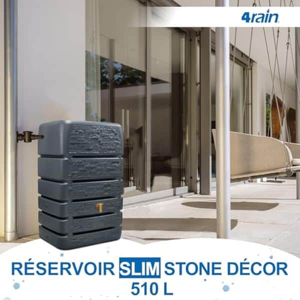 Découvrez notre test complet du récupérateur d'eau 4rain Slim Stone Decor 510L : capacité 510L, design épuré et performances. Avis client et conseils d'installation. 