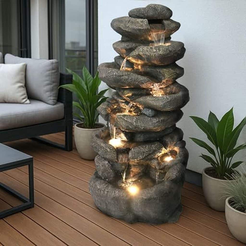 Avis Sur La Grande Fontaine De Jardin BK902 Avec Éclairage LED