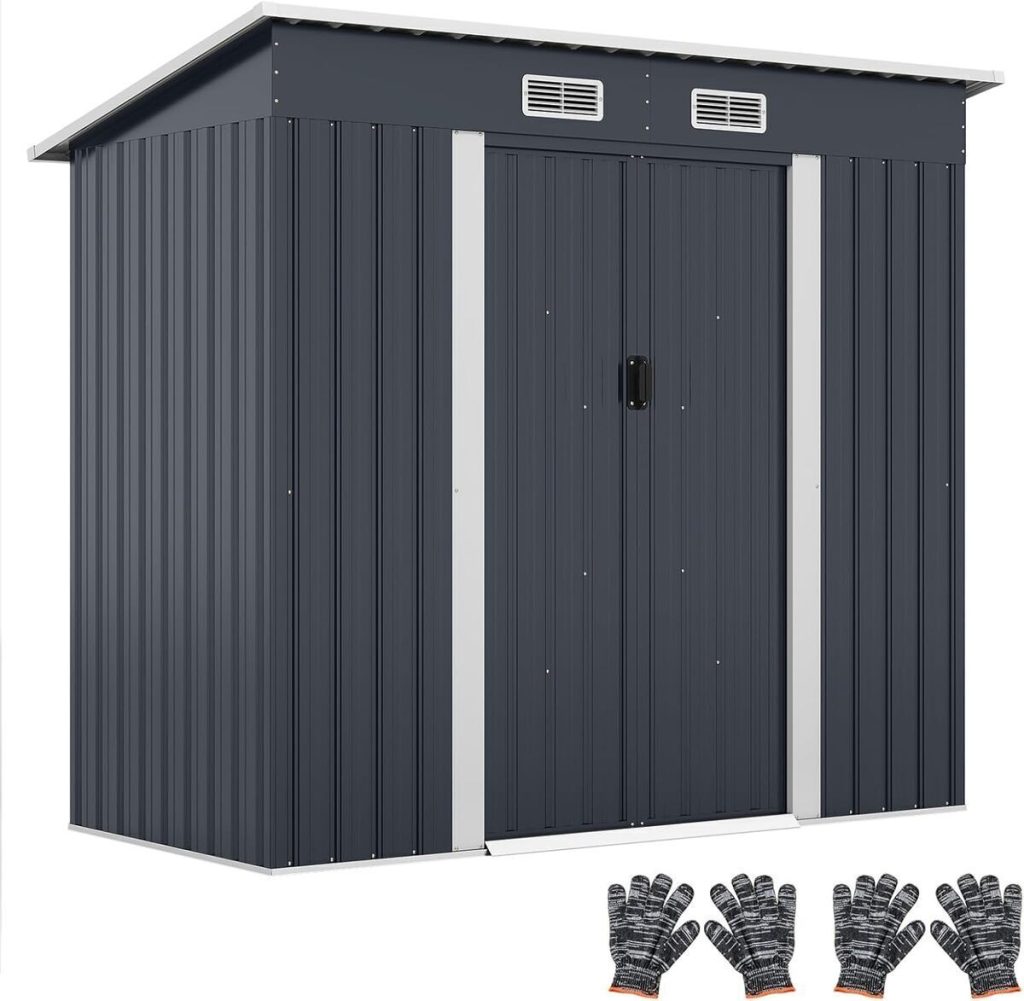 Test : abri de jardin métal Costway avec toit incliné et porte coulissante