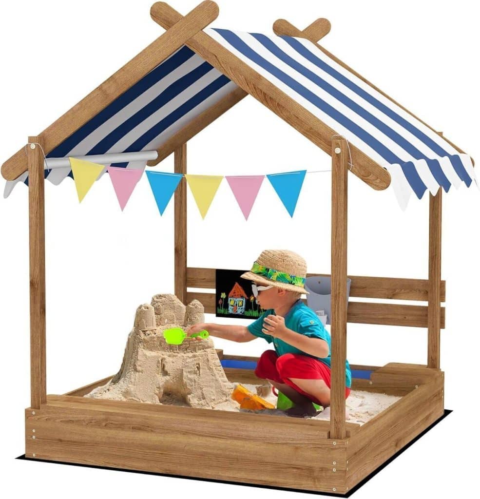Test bac à sable Outsunny : maison ludique en bois pour enfants