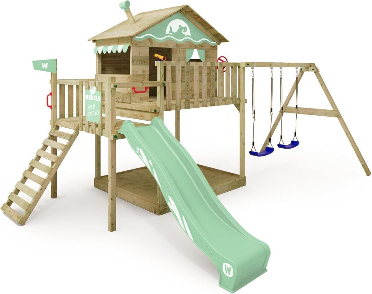 Test de l'aire de jeux Wickey Smart Coast : portique en bois avec toboggan et balançoire