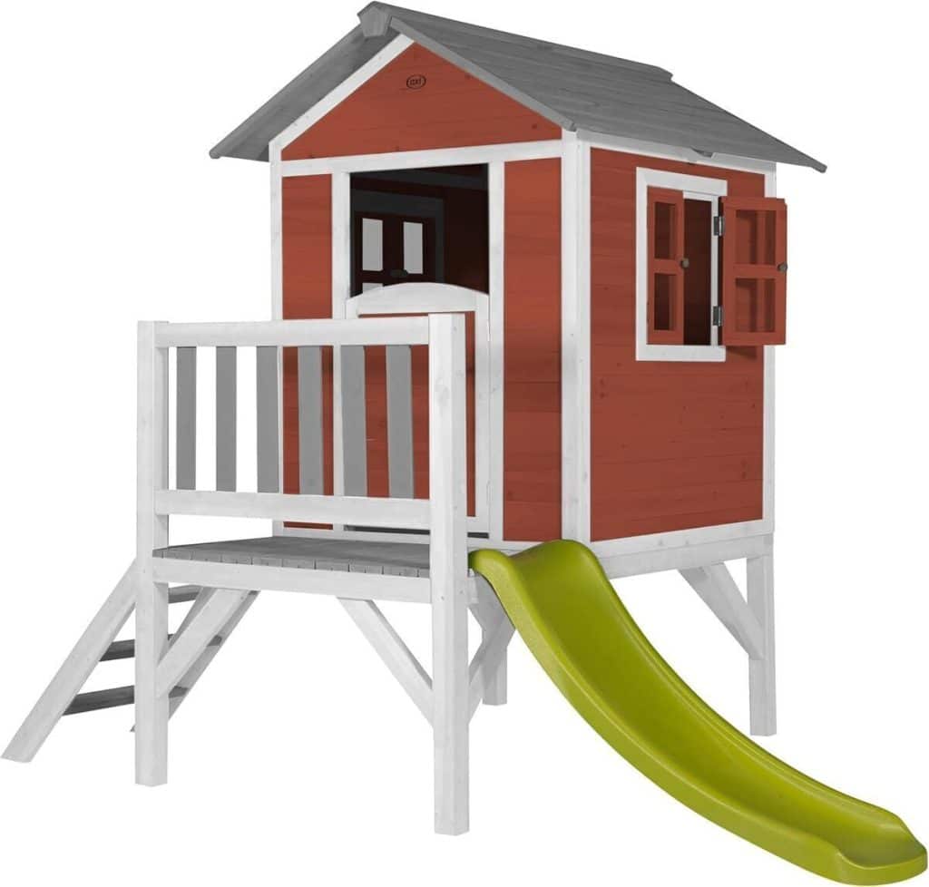 Test de la maison enfant Axi Beach Lodge XL rouge avec toboggan vert