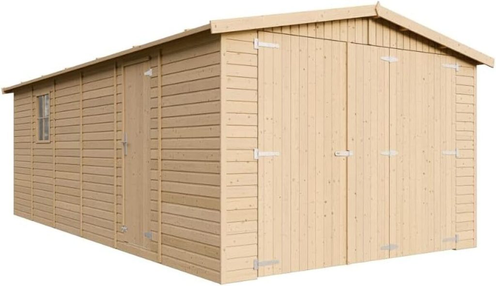 Test du garage en bois Timbela M102 : espace de rangement pratique