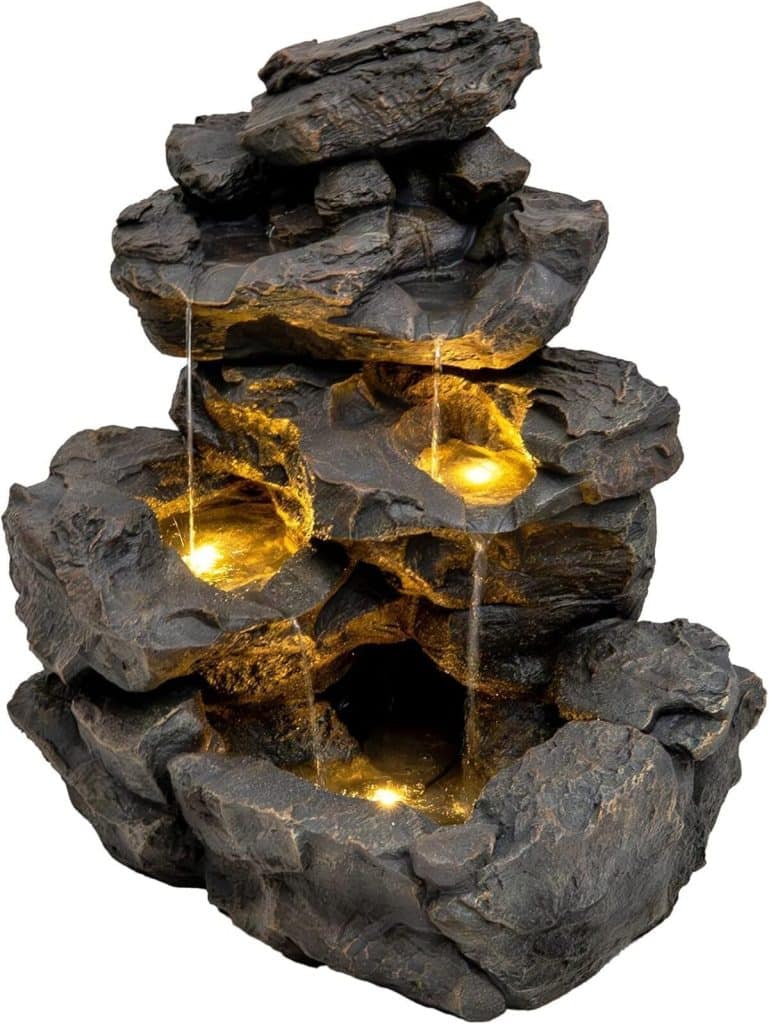 Test : fontaine Cascade Électrique Rustic Rapids Avec LED Et Pompe